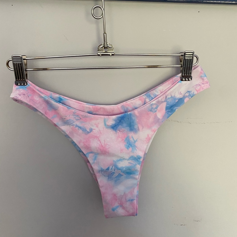 Pink and blue tie-dye bikini bottoms